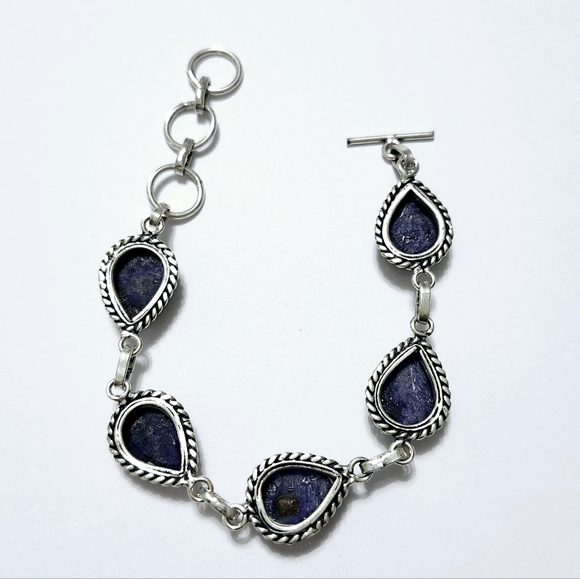 Narural Sapphire Sterling silver Link bracelet - Picture 8 of 9